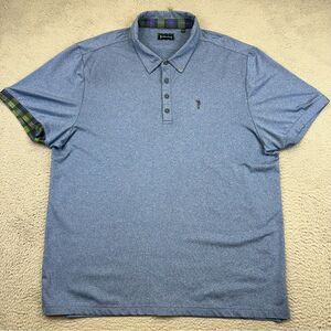 William Murray Polo Shirt Mens XXL Blue Golf Stretch Performance Contrast‎ Plaid